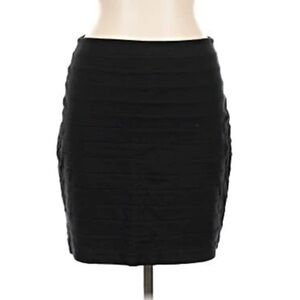 Express Black Bandage Mini Skirt Bodycon Tiered Textured Size 4